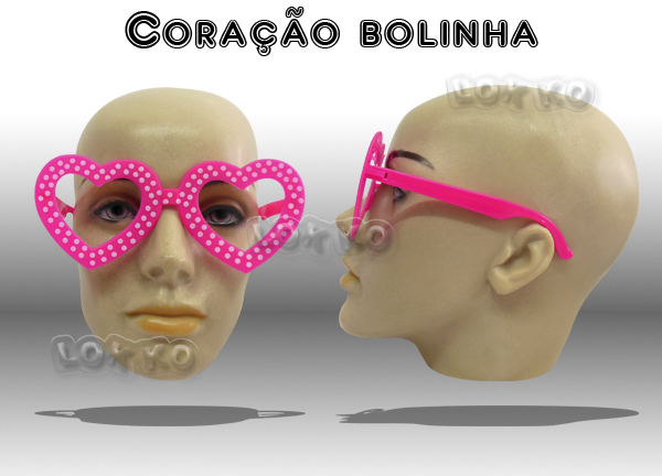 Óculos de festa coração bolinha